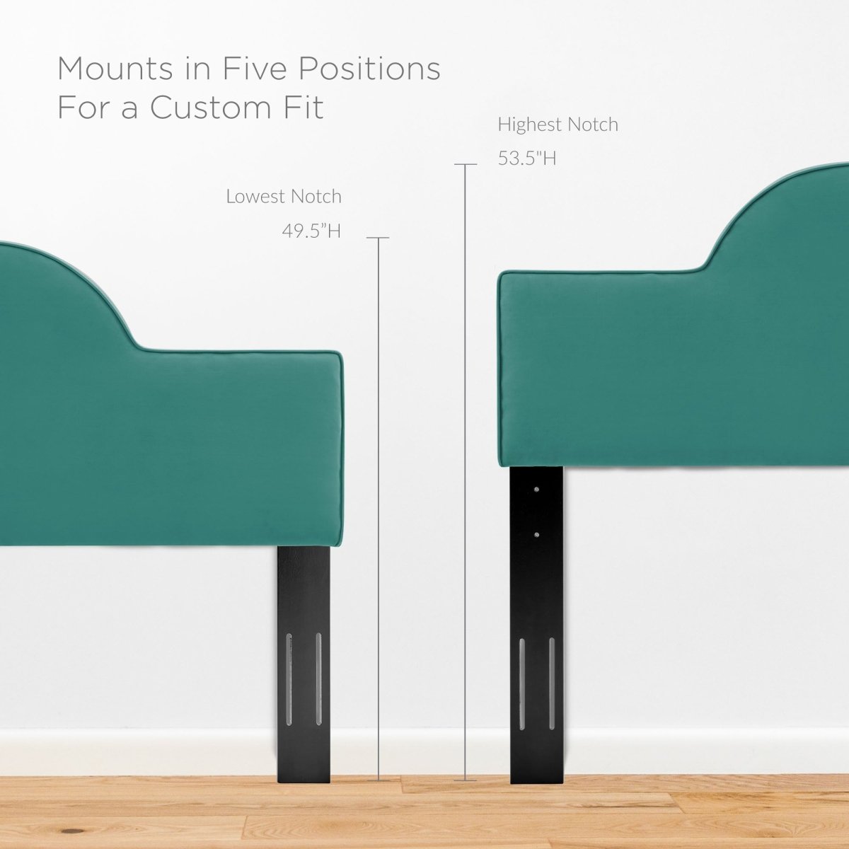 Sunrise Arch Performance Velvet Platform Bed with Gold Detail - Platform Bed available at Alpine Outlets in Denver