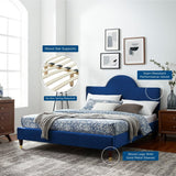 Sunrise Arch Performance Velvet Platform Bed with Gold Detail - Platform Bed available at Alpine Outlets in Denver