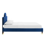 Sunrise Arch Performance Velvet Platform Bed with Gold Detail - Platform Bed available at Alpine Outlets in Denver