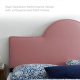 Sunrise Arch Performance Velvet Platform Bed with Gold Detail - Platform Bed available at Alpine Outlets in Denver