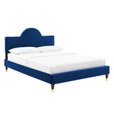 Sunrise Arch Performance Velvet Platform Bed with Gold Detail - Platform Bed available at Alpine Outlets in Denver