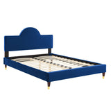 Sunrise Arch Performance Velvet Platform Bed with Gold Detail - Platform Bed available at Alpine Outlets in Denver
