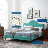 Sunrise Arch Performance Velvet Platform Bed with Gold Detail - Platform Bed available at Alpine Outlets in Denver