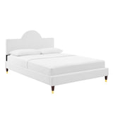Sunrise Arch Performance Velvet Platform Bed with Gold Detail - Platform Bed available at Alpine Outlets in Denver