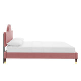 Sunrise Arch Performance Velvet Platform Bed with Gold Detail - Platform Bed available at Alpine Outlets in Denver