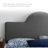 Sunrise Arch Performance Velvet Platform Bed with Gold Detail - Platform Bed available at Alpine Outlets in Denver