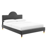 Sunrise Arch Performance Velvet Platform Bed with Gold Detail - Platform Bed available at Alpine Outlets in Denver