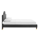 Sunrise Arch Performance Velvet Platform Bed with Gold Detail - Platform Bed available at Alpine Outlets in Denver