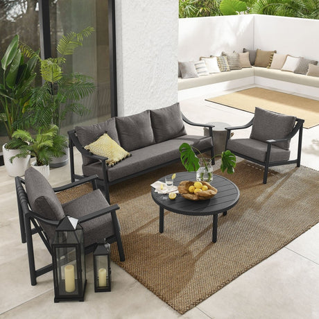 Terrace 4 - Piece Outdoor Patio Aluminum Furniture Set in Carbon Graphite by Modway - Outdoor Furniture Sets available at Alpine Outlets in Denver