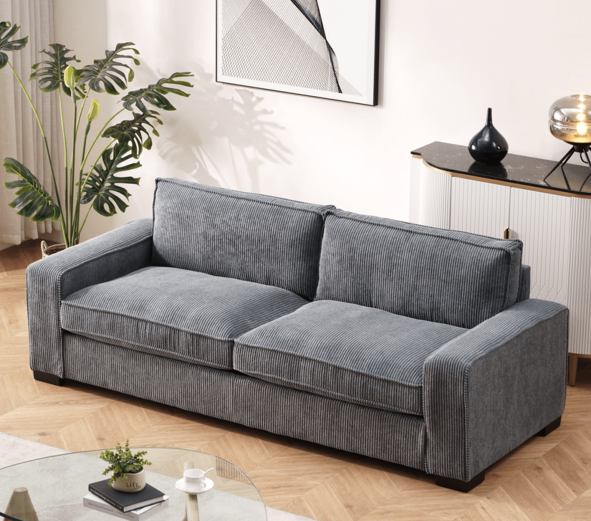 The Haven Luxe Modern Corduroy Sofa – Spacious 3 - Seater Couch - available at Alpine Outlets in Denver