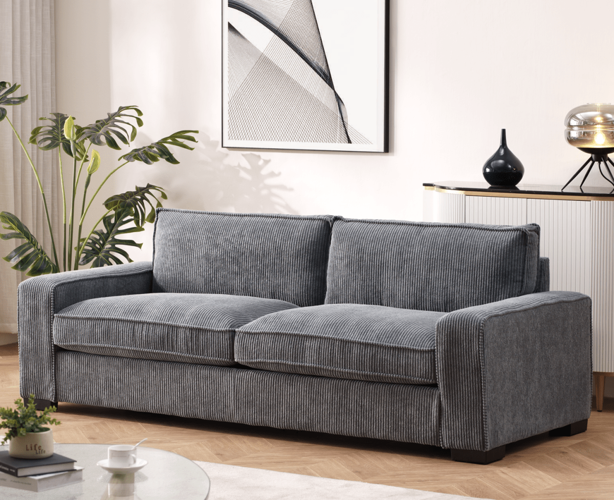 The Haven Luxe Modern Corduroy Sofa – Spacious 3 - Seater Couch - available at Alpine Outlets in Denver