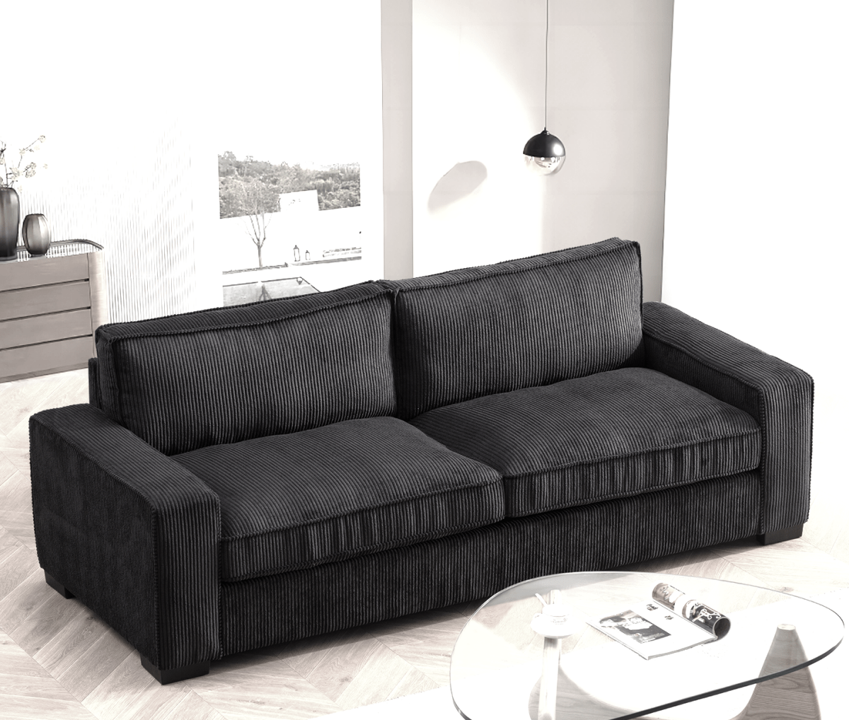 The Haven Luxe Modern Corduroy Sofa – Spacious 3 - Seater Couch - available at Alpine Outlets in Denver