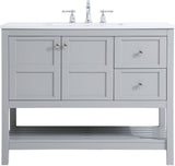 Theo 42 Inch Gray Single Sink Vanity with Quartz Top