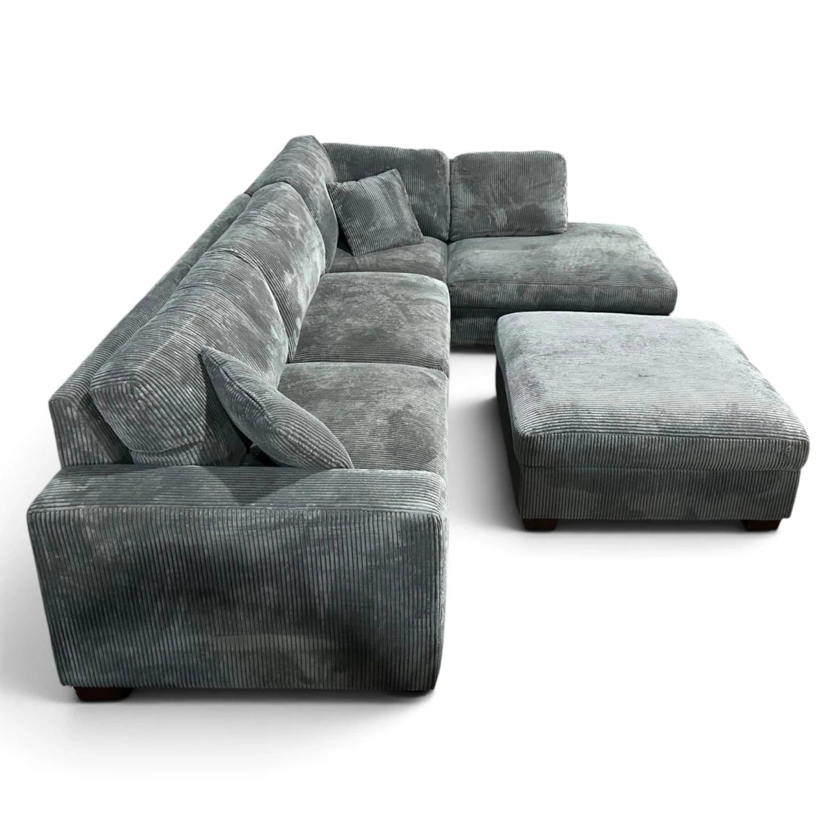 Thomasville Artesia 3-Piece Corduroy Fabric Sectional with Ottoman, Gray - 🟡 Sleeper Sectionals available at Alpine Outlets in Denver