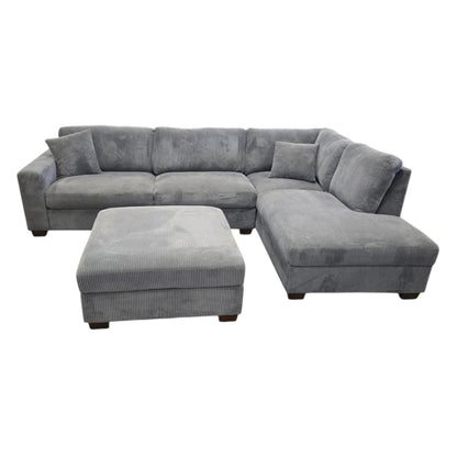 Thomasville Artesia Corduroy Fabric Sectional with Ottoman – Like New – (L8394) - available at Alpine Outlets in Denver