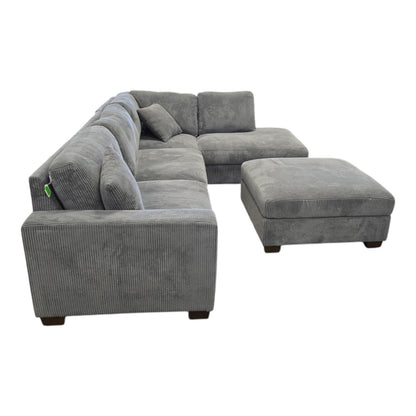 Thomasville Artesia Corduroy Fabric Sectional with Ottoman – Like New – (L8394) - available at Alpine Outlets in Denver