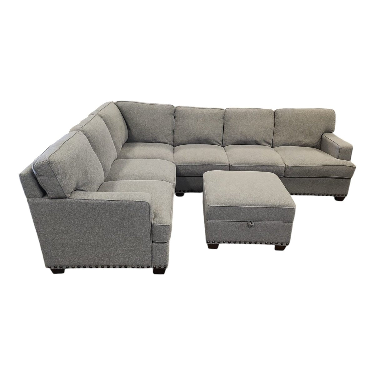 Thomasville Emilee Fabric Sectional with Storage Ottoman - Like New - (ID L4721) - available at Alpine Outlets in Denver