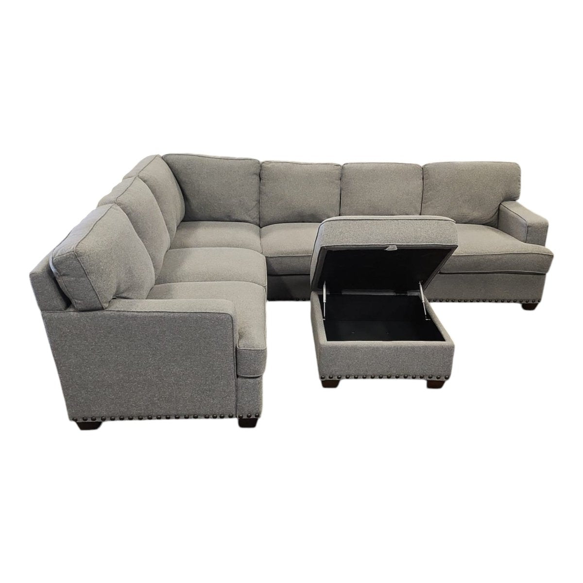 Thomasville Emilee Fabric Sectional with Storage Ottoman - Like New - (ID L4721) - available at Alpine Outlets in Denver