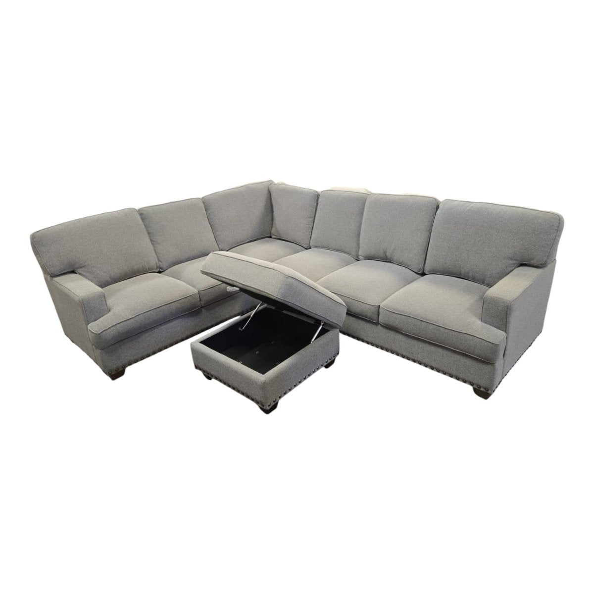 Thomasville Emilee Fabric Sectional with Storage Ottoman - Like New - (ID L2947) - available at Alpine Outlets in Denver