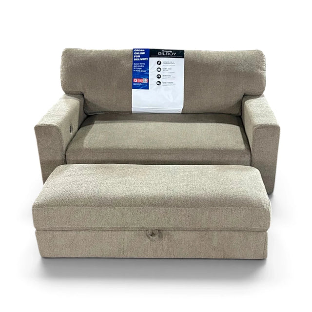 Thomasville Gilroy Oversized Fabric Storage Chair with Storage Ottoman, Taupe - 🟡 Storage Chair available at Alpine Outlets in Denver