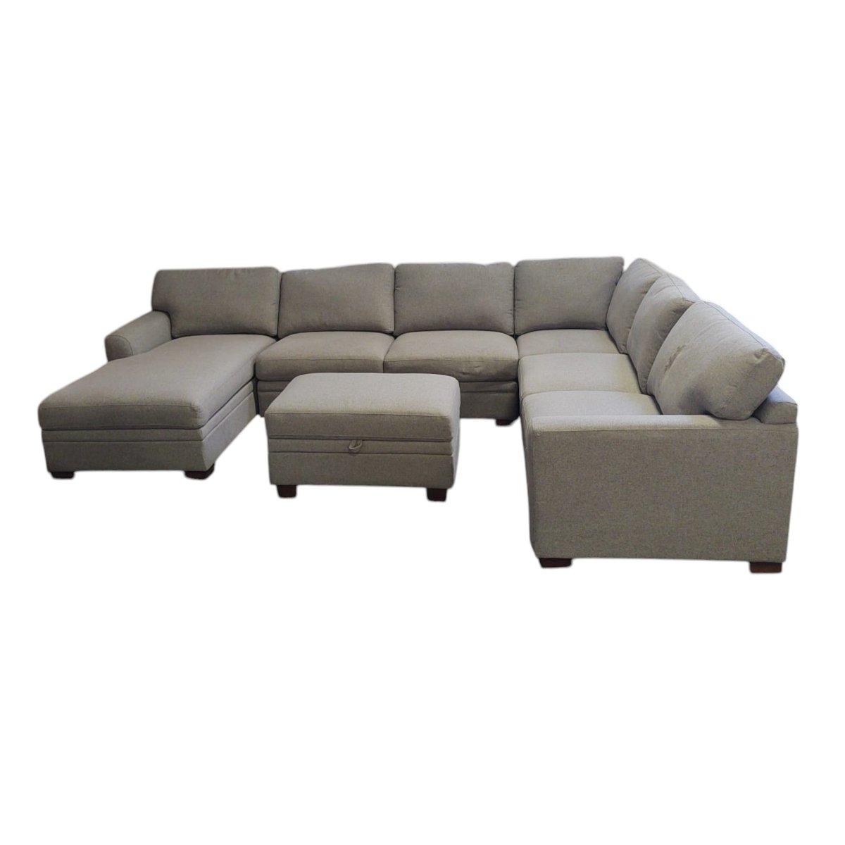 Thomasville Langdon Fabric Sectional with Chaise & Storage Ottoman - Gray - Furniture available at Alpine Outlets in Denver