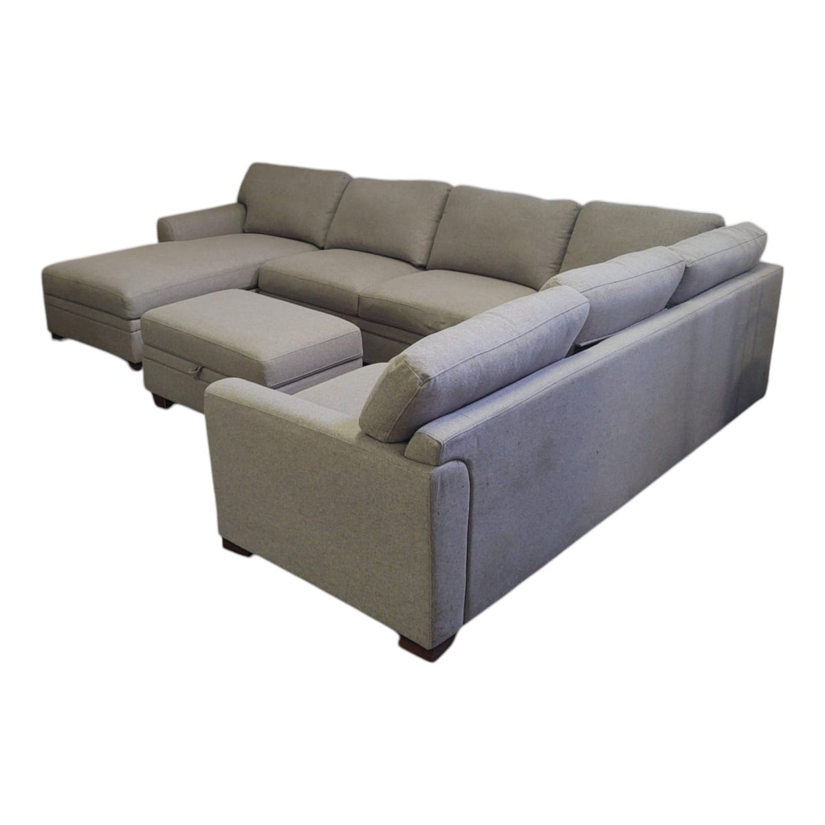 Thomasville Langdon Fabric Sectional with Chaise & Storage Ottoman - Gray - Furniture available at Alpine Outlets in Denver