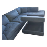 Thomasville Miles Fabric Sectional with Storage Ottoman, Blue (ID U047878) - Living Room Furniture available at Alpine Outlets in Denver