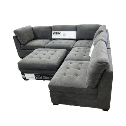 Thomasville Tisdale 6 - Piece Modular Sectional with Storage Ottoman – Dark Gray - Alpine Outlets