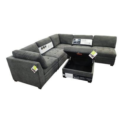 Thomasville Tisdale 6 - Piece Modular Sectional with Storage Ottoman – Dark Gray - Alpine Outlets