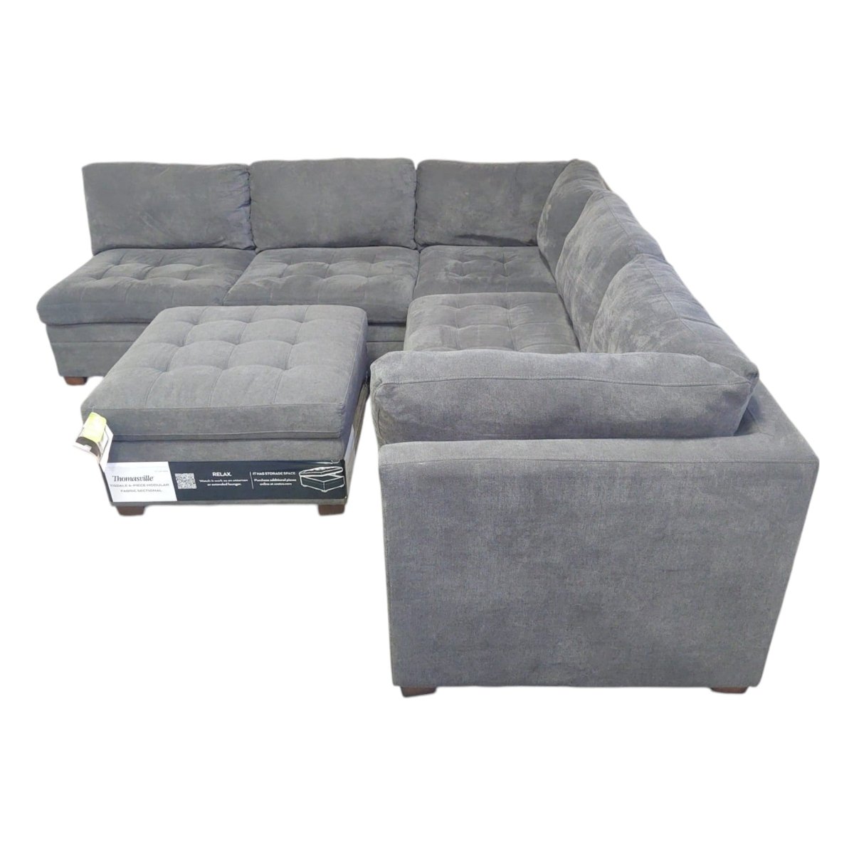 Thomasville Tisdale Modular Sectional 6 - Piece Dark Gray with Storage Ottoman (ID U031254) - Living Room Furniture available at Alpine Outlets in Denver