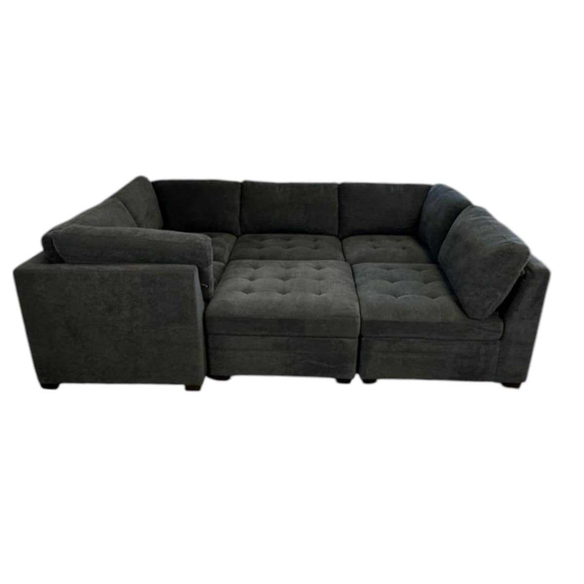 Thomasville Tisdale Modular Sectional 6 - Piece Dark Gray with Storage Ottoman (ID U458763) - Living Room Furniture available at Alpine Outlets in Denver