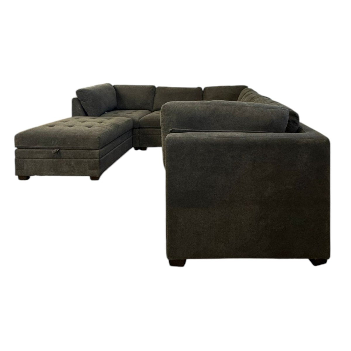 Thomasville Tisdale Modular Sectional 6 - Piece Dark Gray with Storage Ottoman (ID U458763) - Living Room Furniture available at Alpine Outlets in Denver