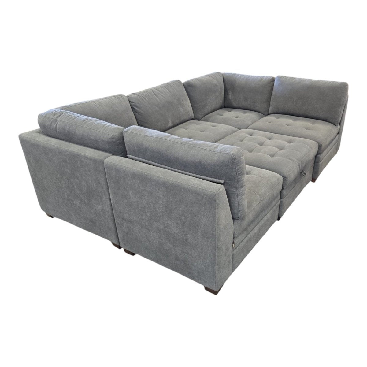 Thomasville Tisdale Modular Sectional 6 - Piece Dark Gray with Storage Ottoman - Used Like New - (ID U3459) - Alpine Outlets