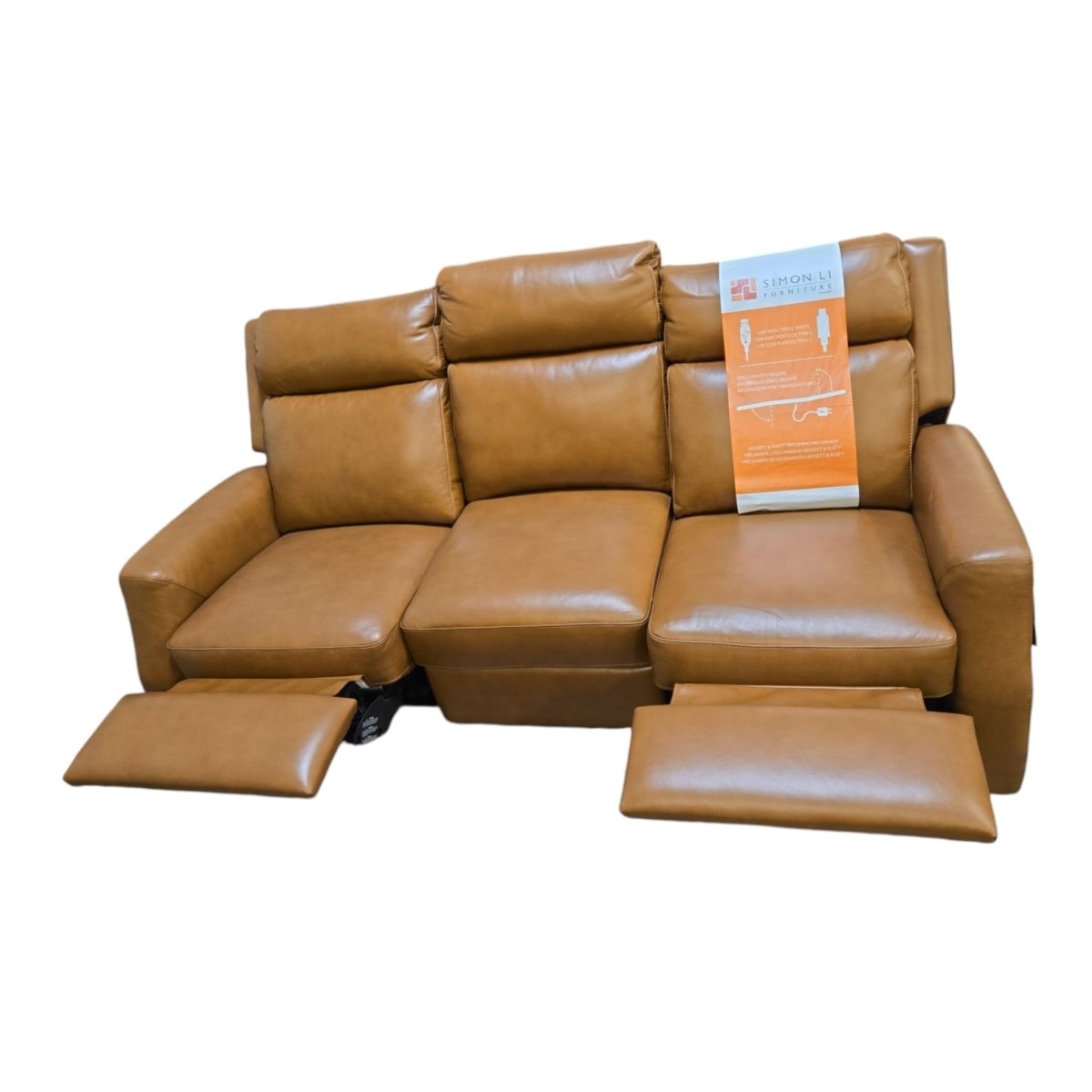 Thorton Leather Power Reclining Sofa - New - (ID N4823) - available at Alpine Outlets in Denver