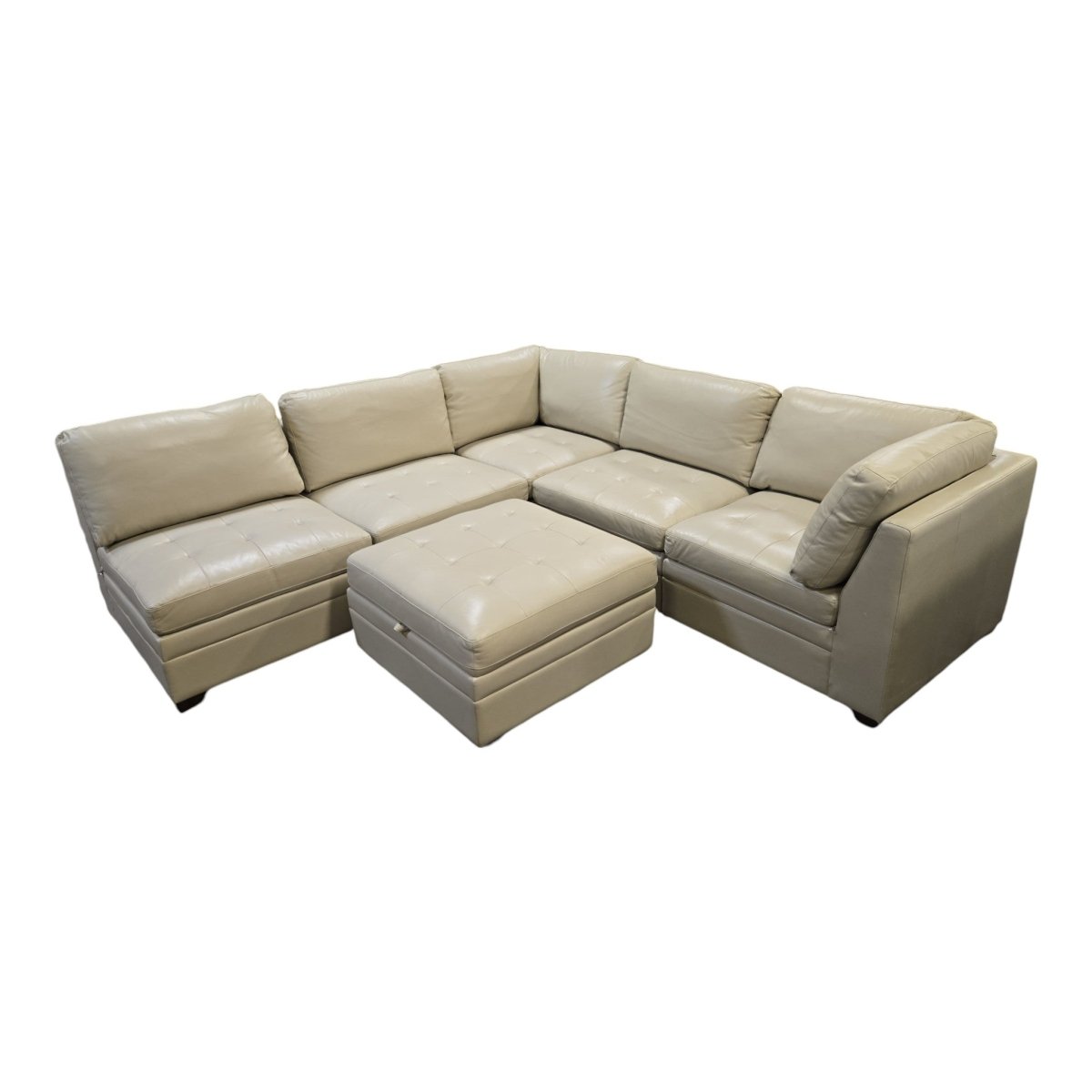 Tisdale Leather Modular Sectional with Ottoman - Used Like New - (ID U5891) - available at Alpine Outlets in Denver