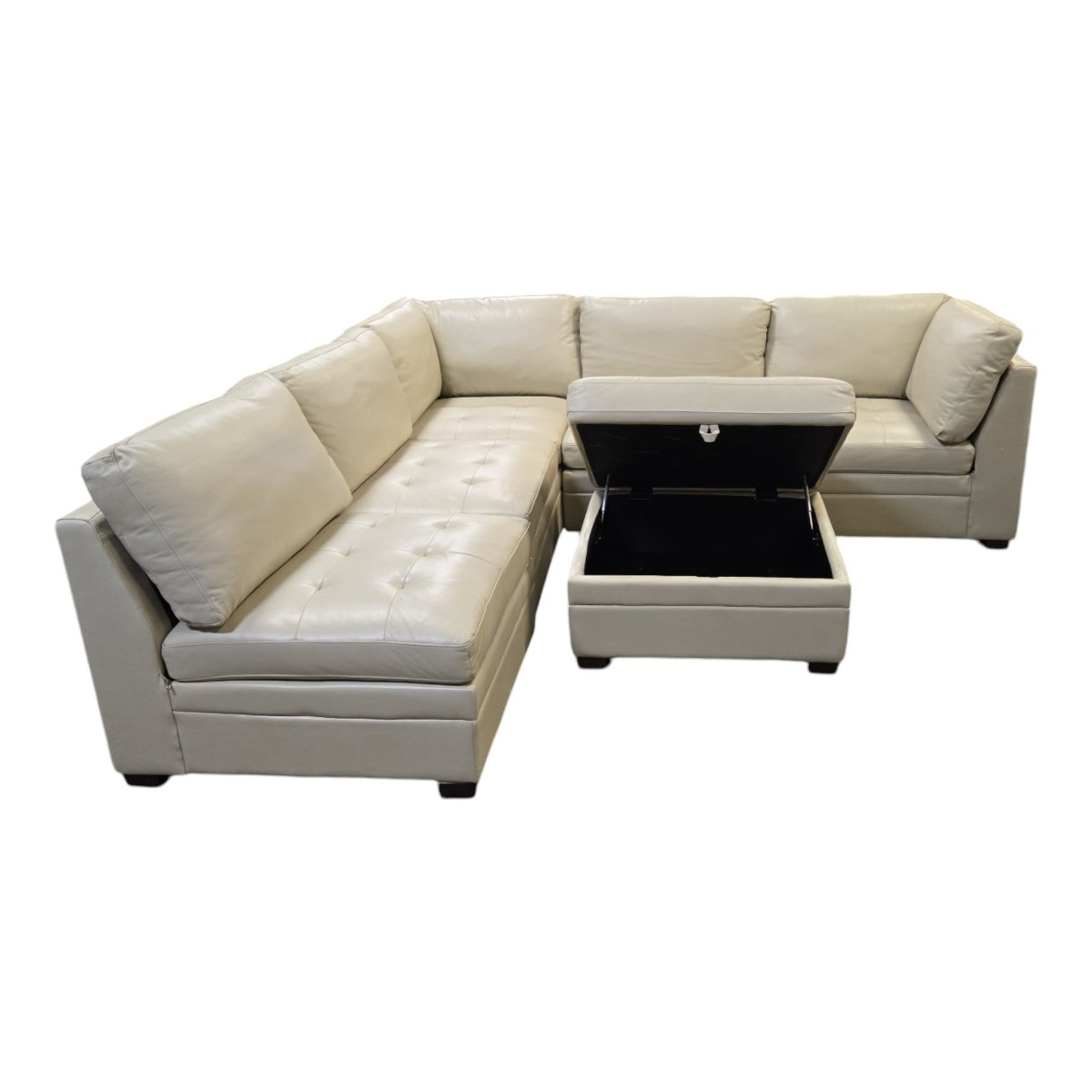 Tisdale Leather Modular Sectional with Ottoman - Used Like New - (ID U5891) - available at Alpine Outlets in Denver