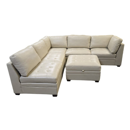 Tisdale Leather Modular Sectional with Ottoman - Used Like New - (ID U5891) - available at Alpine Outlets in Denver