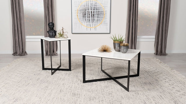 Tobin 2 - Piece Marble Top Coffee and End Table Set - Coffee Table Sets available at Alpine Outlets in Denver