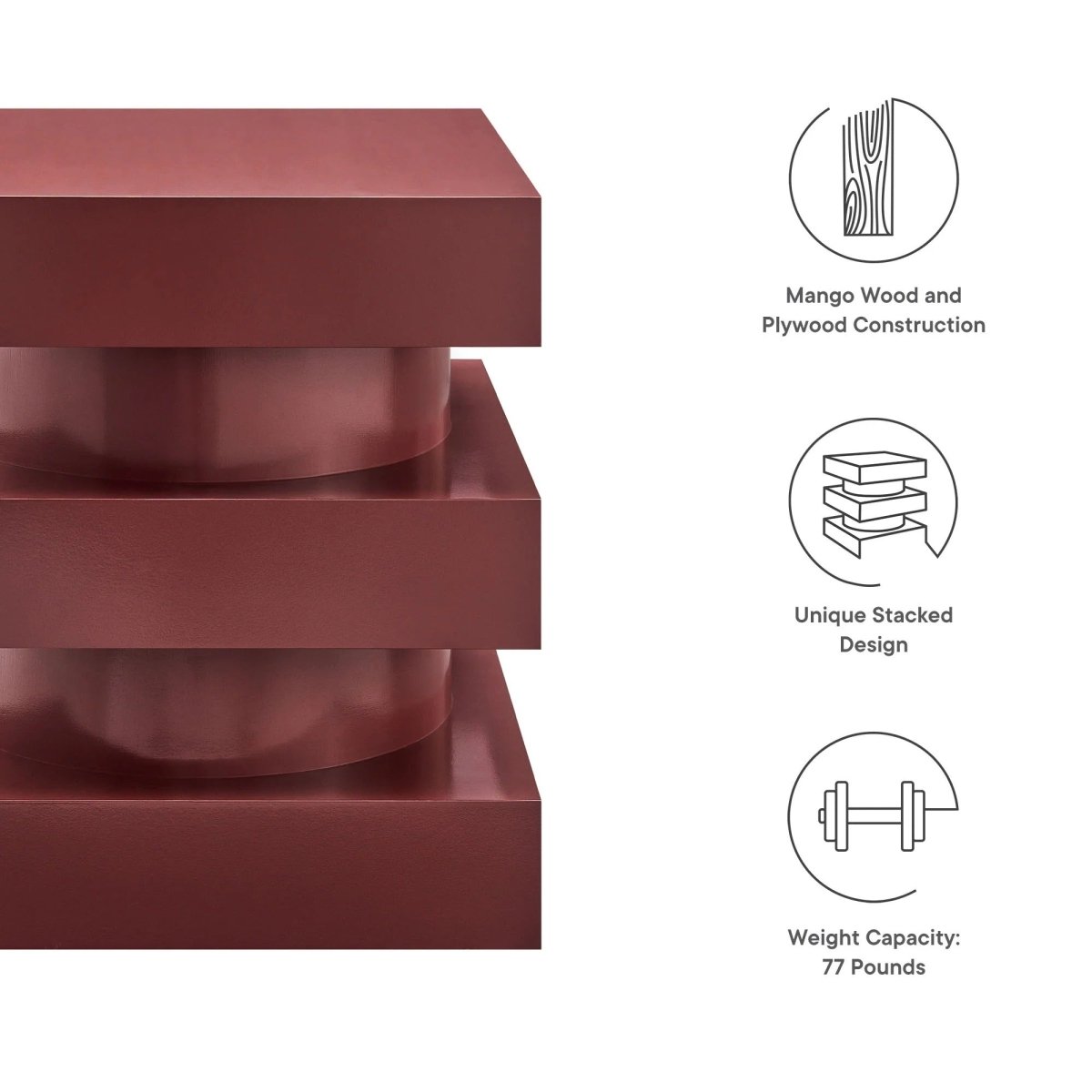 Totem Wood Side Table Stacked Design – 18 Inch Square - End & Side Tables available at Alpine Outlets in Denver