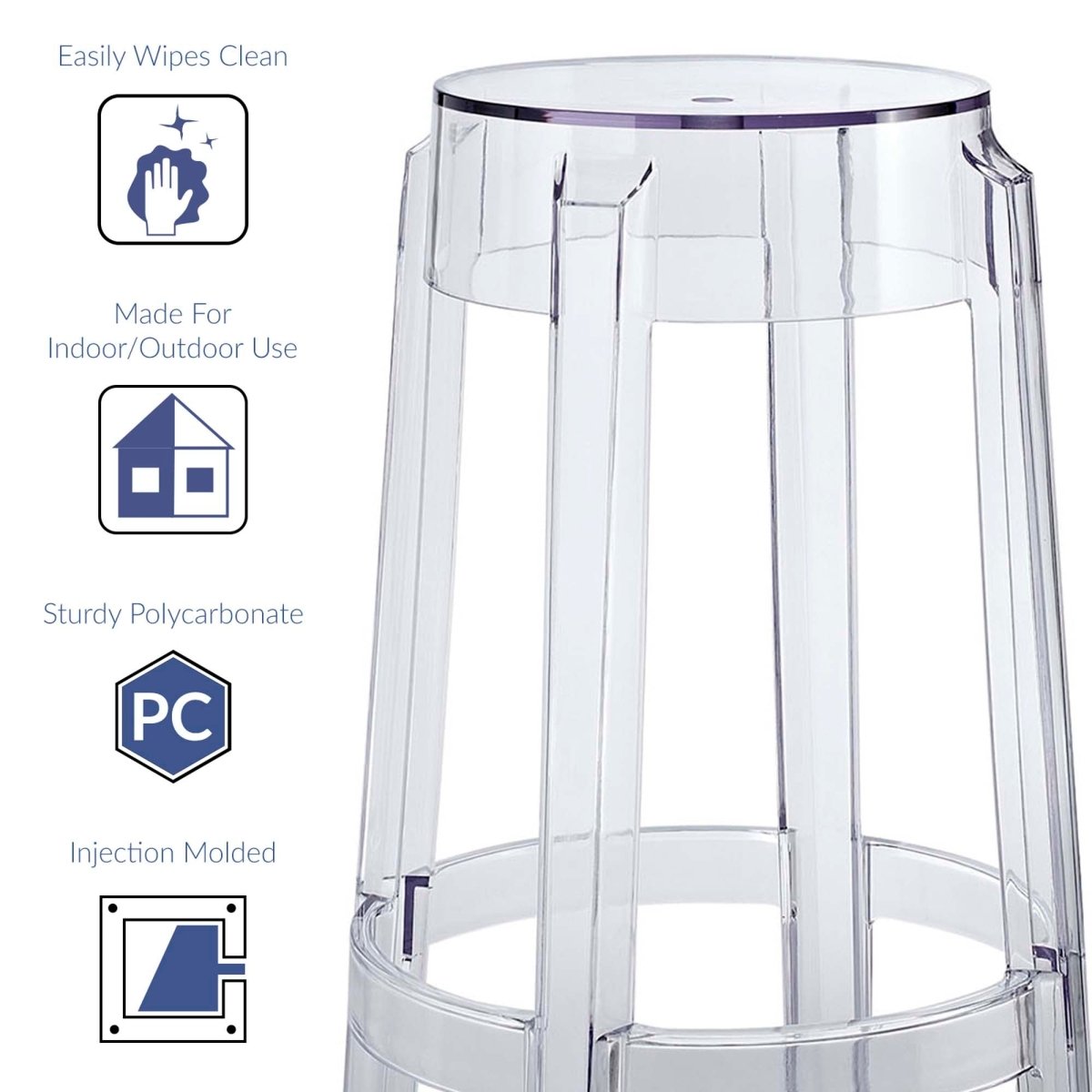 Transparent Acrylic Backless Bar Stool - Stools available at Alpine Outlets in Denver