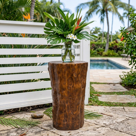 Tree Stump Side Table, Indoor / Outdoor Use - Antique Brown - Side Tables available at Alpine Outlets in Denver