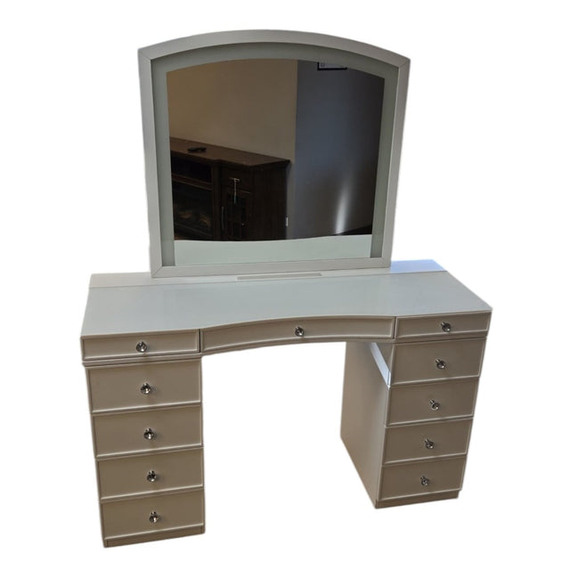 Tresanti Alexandra Double Pedestal Vanity Table with LED Lighted Mirror (L7492) - available at Alpine Outlets in Denver