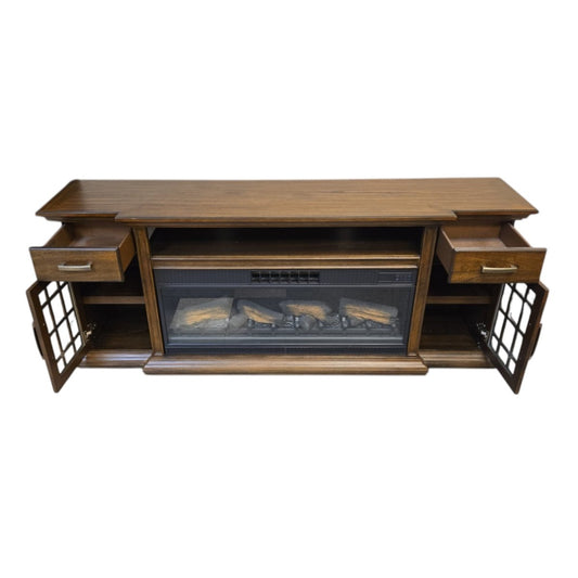 Tresanti Everett 74" TV Console with ClassicFlame 2 - in - 1 Electric Fireplace – (L9823) - available at Alpine Outlets in Denver