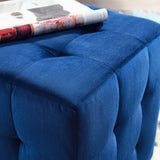 Tufted Cube Velvet Ottoman – 15 Inch Upholstered - Ottomans available at Alpine Outlets in Denver