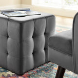 Tufted Cube Velvet Ottoman – 15 Inch Upholstered - Ottomans available at Alpine Outlets in Denver