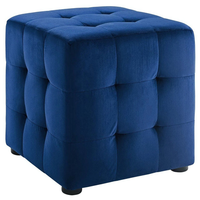 Tufted Cube Velvet Ottoman – 15 Inch Upholstered - Ottomans available at Alpine Outlets in Denver