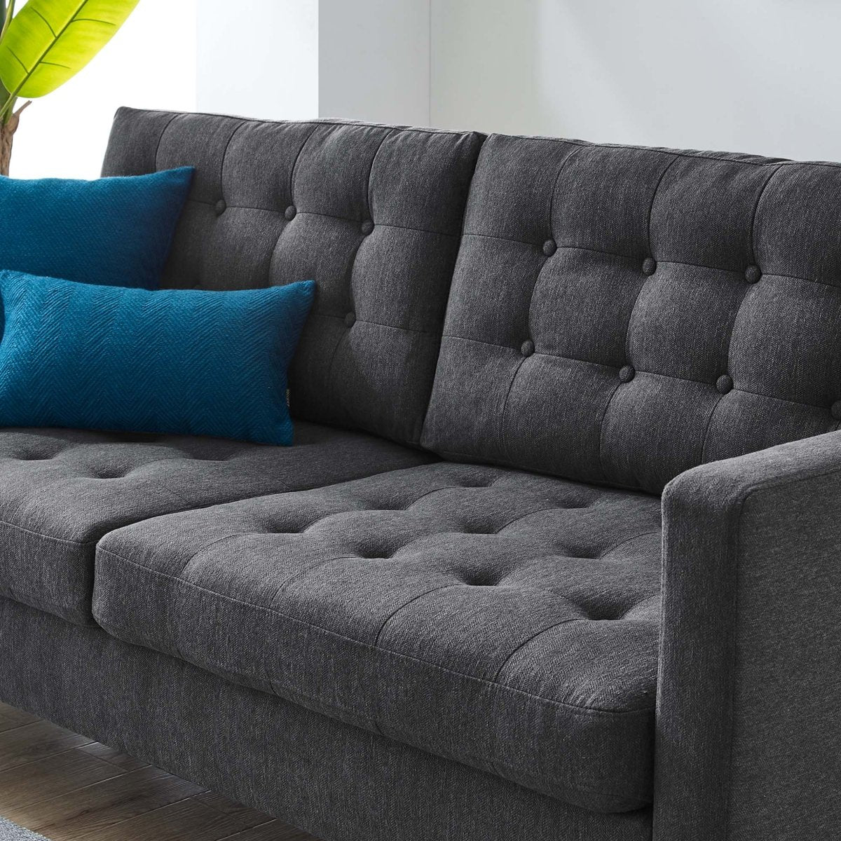 Tufted Fabric Sofa with Rounded Edges - Living Room Furniture available at Alpine Outlets in Denver