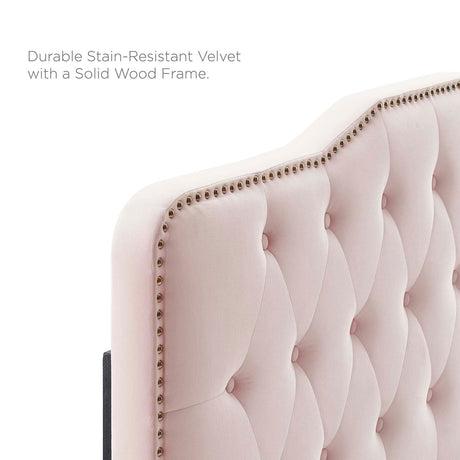 Tufted Nailhead Performance Velvet Platform Bed - Platform Bed available at Alpine Outlets in Denver