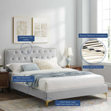 Tufted Nailhead Performance Velvet Platform Bed - Platform Bed available at Alpine Outlets in Denver