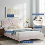 Tufted Nailhead Performance Velvet Platform Bed - Platform Bed available at Alpine Outlets in Denver